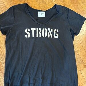 Sol Angeles dark charcoal grey V-Neck Tee with Bold Print